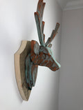 STAG HEAD Wall Mounted - Hand Crafted - Copper Verdigris Stag- Faux Deer Wall Mounted - Wall Art - Animal Wall Decor & Art