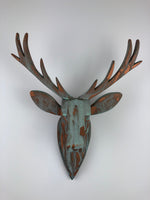 STAG HEAD Wall Mounted - Hand Crafted - Copper Verdigris Stag - Faux Deer Wall Mounted - Wall Art - Animal Wall Decor & Art