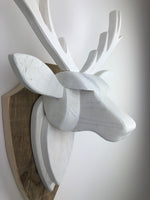 STAG HEAD Wall Mounted - Hand Crafted - White Wash All White (farrow and ball) - Faux Deer  - Wall Art - Animal Wall Decor & Art