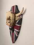HIGHLAND COW - Magnetic bottle opener- Union Jack Flag - Wall mounted
